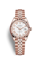 Rolex Lady-Datejust 28 Everose Fluted / Jubilee/  Paved Roman (279175-0022)