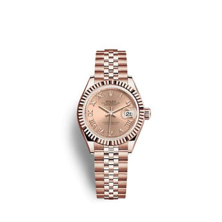 Rolex - 279175-0028  Lady-Datejust 28 Rose Gold / Fluted / Rose - Roman / Jubilee