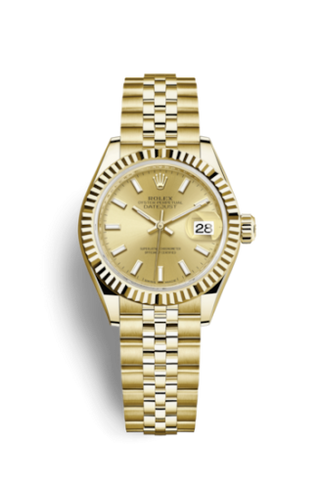 Rolex - 279178-0003  Lady-Datejust 28 Yellow Gold Fluted / Jubilee / Champagne