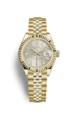 Rolex - 279178-0006  Lady-Datejust 28 Yellow Gold Fluted / Jubilee / Silver