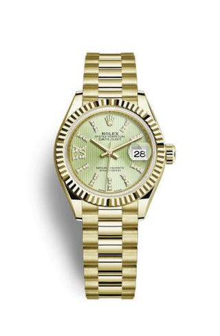 Rolex - 279178-0007  Lady-Datejust 28 Yellow Gold Fluted / President / Champagne Diamond