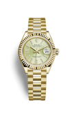 Rolex - 279178-0007  Lady-Datejust 28 Yellow Gold Fluted / President / Champagne Diamond