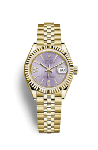 Rolex - 279178-0012  Lady-Datejust 28 Yellow Gold Fluted / Jubilee / Lilac Diamond