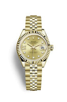 Rolex Lady-Datejust 28 Yellow Gold Fluted / President / Silver Diamond (279178-0014)