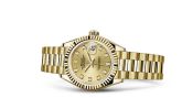 Rolex - 279178-0017  Lady-Datejust 28 Yellow Gold Fluted / President / Champagne Diamond