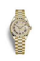 Rolex Lady-Datejust 28 Yellow Gold Fluted / Jubilee / Paved Roman (279178-0031)