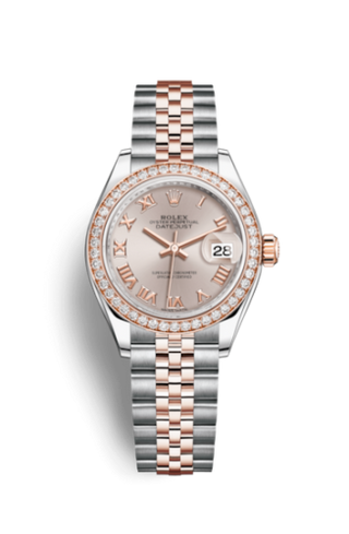 Rolex - 279381rbr-0005  Lady-Datejust 28 Rolesor Rose Diamond / Jubilee / Sundust Roman