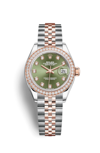 Rolex - 279381rbr-0007  Lady-Datejust 28 Rolesor Rose Diamond / Jubilee / Olive Diamond