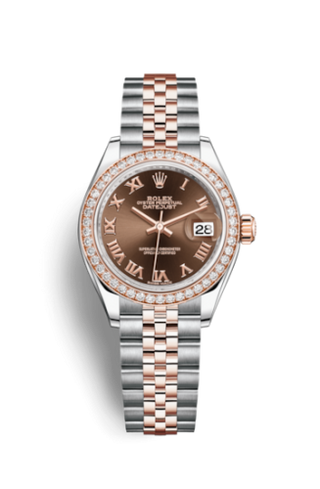 Rolex - 279381rbr-0009  Lady-Datejust 28 Rolesor Rose Diamond / Jubilee / Chocolate Roman