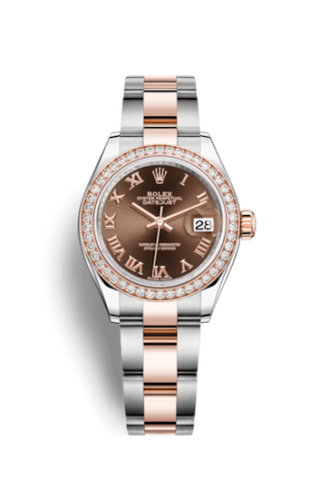 Rolex - 279381rbr-0010  Lady-Datejust 28 Rolesor Rose Diamond / Oyster / Chocolate Roman