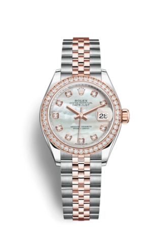 Rolex - 279381rbr-0013  Lady-Datejust 28 Rolesor Rose Diamond / Jubilee / MOP