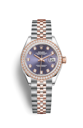 Rolex - 279381rbr-0015  Lady-Datejust 28 Rolesor Rose Diamond / Jubilee / Aubergine Diamond