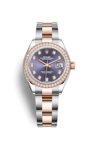 Rolex - 279381rbr-0016  Lady-Datejust 28 Rolesor Rose Diamond / Jubilee / Aubergine Diamond