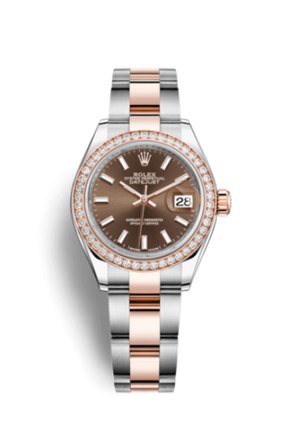 Rolex - 279381rbr-0018  Lady-Datejust 28 Rolesor Rose Diamond / Oyster / Chocolate