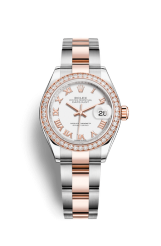 Rolex - 279381rbr-0022  Lady-Datejust 28 Rolesor Rose Diamond / Oyster / White Roman