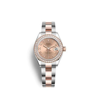 Rolex - 279381RBR-0026.  Lady-Datejust 28 Stainless Steel / Rose Gold /  Diamond / Rose - Roman / Oyster