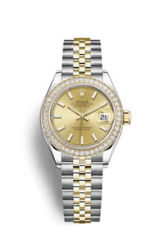 Rolex - 279383rbr-0001  Lady-Datejust 28 Rolesor Yellow Diamond / Jubilee / Champagne