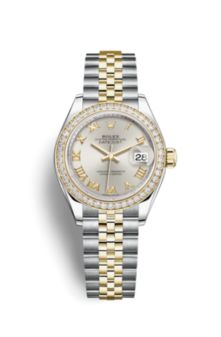 Rolex - 279383rbr-0005  Lady-Datejust 28 Rolesor Yellow Diamond / Jubilee / Silver Roman