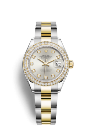 Rolex - 279383rbr-0008  Lady-Datejust 28 Rolesor Yellow Diamond / Oyster / Silver Diamond