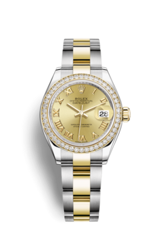 Rolex - 279383rbr-0010  Lady-Datejust 28 Rolesor Yellow Diamond / Oyster / Champagne Roman