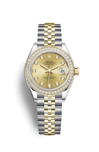 Rolex - 279383rbr-0011  Lady-Datejust 28 Rolesor Yellow Diamond / Jubilee / Champagne Diamond