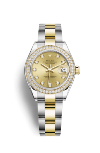 Rolex - 279383rbr-0012  Lady-Datejust 28 Rolesor Yellow Diamond / Oyster / Champagne Diamond