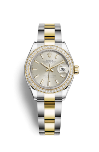 Rolex - 279383rbr-0018  Lady-Datejust 28 Rolesor Yellow Diamond / Oyster / Silver