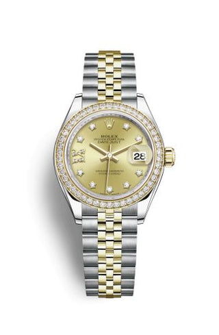 Rolex - 279383rbr-0021  Lady-Datejust 28 Rolesor Yellow Diamond / Jubilee / Champagne Diamond