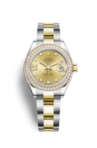 Rolex - 279383rbr-0022  Lady-Datejust 28 Rolesor Yellow Diamond / Oyster / Champagne Diamond