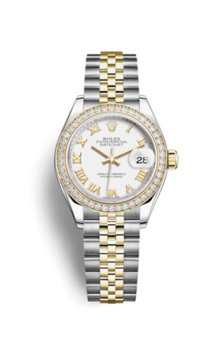 Rolex - 279383rbr-0023  Lady-Datejust 28 Rolesor Yellow Diamond / Jubilee / White Roman