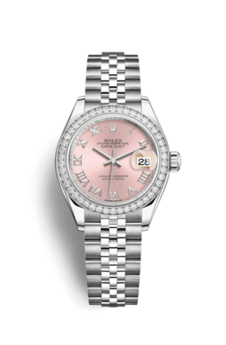 Rolex - 279384rbr-0005  Lady-Datejust 28 Stainless Steel / Diamond / Pink - Roman / Jubilee