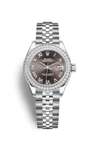 Rolex - 279384rbr-0015  Lady-Datejust 28 Stainless Steel / Diamond / Grey - Roman / Jubilee