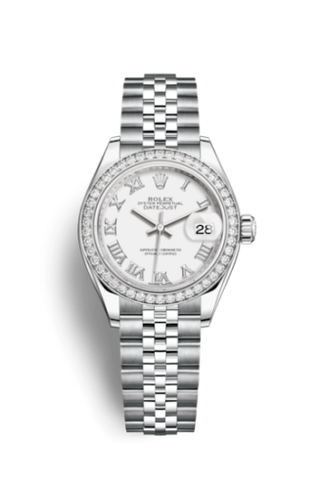 Rolex - 279384rbr-0019  Lady-Datejust 28 Stainless Steel / Diamond / White - Roman / Jubilee