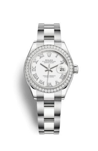 Rolex - 279384rbr-0020  Lady-Datejust 28 Stainless Steel / Diamond / White - Roman / Oyster