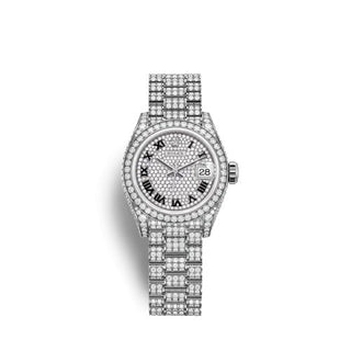 Rolex - 279459RBR-0001  Lady-Datejust 28 White Gold / Diamond / Paved - Roman / President