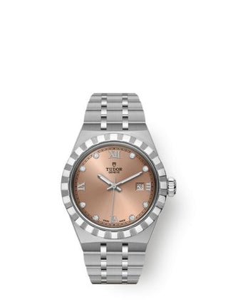 Tudor - 28300-0010  Royal Date 28 Stainless Steel / Salmon - Diamond