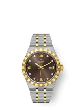 Tudor - 28303-0009  Royal Date 28 Stainless Steel / Yellow Gold / Chocolate - Diamond