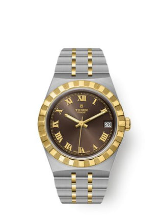 Tudor - 28403-0008  Royal Date 34 Stainless Steel / Yellow Gold / Chocolate - Roman