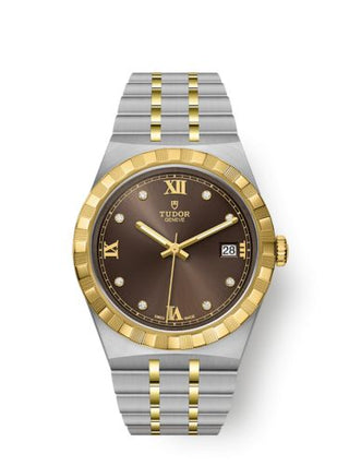 Tudor - 28503-0008  Royal Date 38 Stainless Steel / Yellow Gold / Chocolate - Diamond