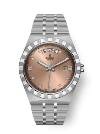 Tudor - 28600-0011  Royal Day-Date 41 Stainless Steel / Salmon - Diamond