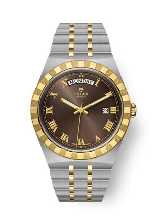 Tudor - 28603-0007  Royal Day-Date 41 Stainless Steel / Yellow Gold / Chocolate - Roman