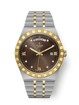 Tudor - 28603-0008  Royal Day-Date 41 Stainless Steel / Yellow Gold / Chocolate - Diamond