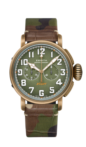 Zenith - 29.2430.4069/63.C814  Pilot Type 20 Chronograph Adventure Bronze / Khaki / Camo Alligator