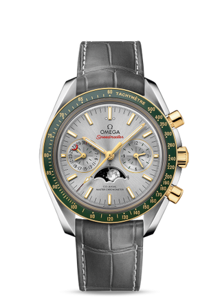 Omega - 304.23.44.52.06.001  Speedmaster Moonphase Chronograph Master Chronometer Stainless Steel / Yellow Gold  / Silver