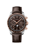 Omega - 304.23.44.52.13.001  Speedmaster Moonphase Chronograph Master Chronometer Stainless Steel / Sedna Gold  / Brown