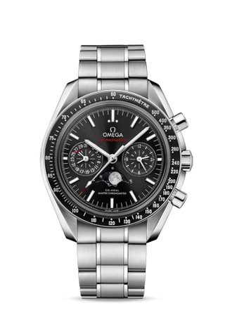 Omega - 304.30.44.52.01.001  Speedmaster Moonphase Chronograph Master Chronometer Stainless Steel / Black / Bracelet