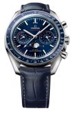 Omega - 304.33.44.52.03.001  Speedmaster Moonphase Chronograph Master Chronometer Stainless Steel / Blue / Alligator