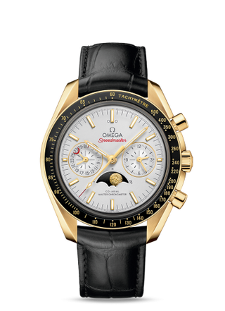 Omega - 304.63.44.52.02.001  Speedmaster Moonphase Chronograph Master Chronometer Yellow Gold / Silver