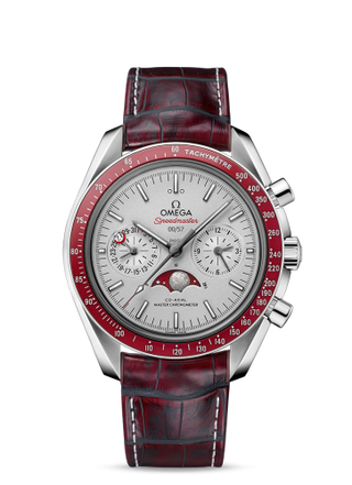 Omega - 304.93.44.52.99.001  Speedmaster Moonphase Chronograph Master Chronometer Platinum / Silver