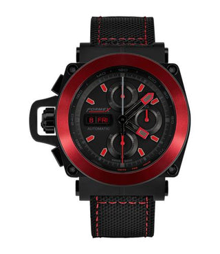 Formex - 3100.4.8122.216  Motorsport Automatic Chronograph PVD / Red Bezel / Black / Calf